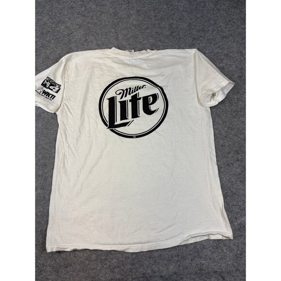 VINTAGE 90s Miller Lite Shirt Mens XL White Ride For The Arts Beer Promo Tee - Picture 2 of 8